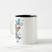 Tasse 2 Couleurs Papillons volants Morpho et Monarch (Devant gauche)