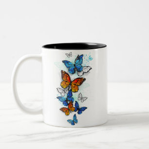 Tasse 2 Couleurs Papillons volants Morpho et Monarch