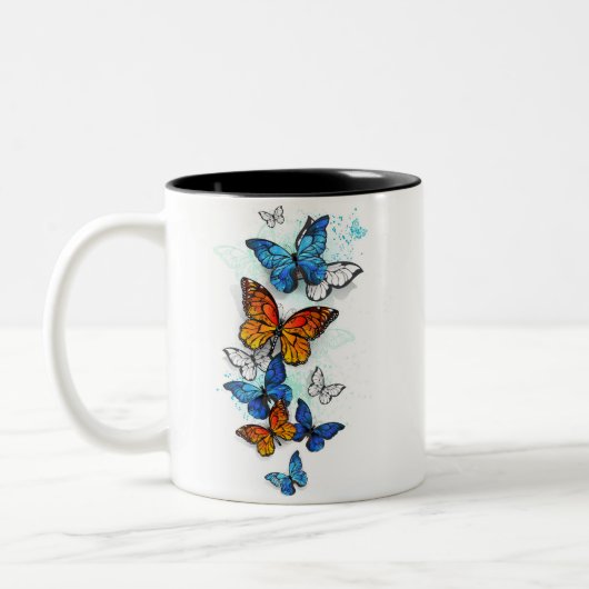 Tasse 2 Couleurs Papillons volants Morpho et Monarch (Gauche)