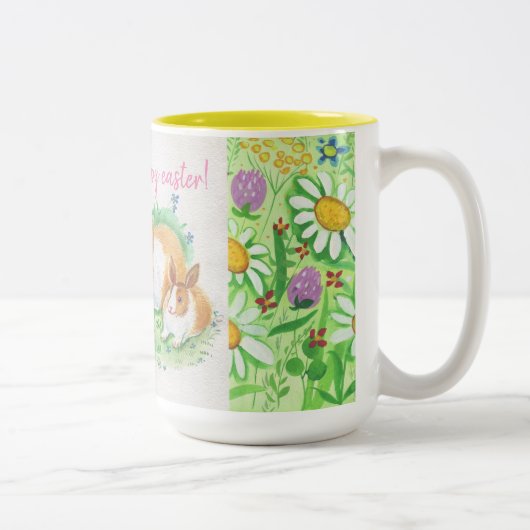 Tasse 2 Couleurs pâques heureux (Droit)