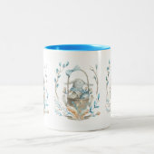 Tasse 2 Couleurs Pâques lapin dans un panier et fleurs de printemps (Centre)