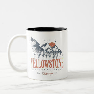 Tasse 2 Couleurs Parc national de Yellowstone Montagnes Wolf Vintag