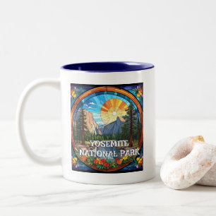 Tasse 2 Couleurs Parc national du Yosemite Faux Tissu Verre Mosaïqu