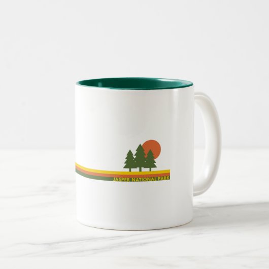 Tasse 2 Couleurs Parc national Jasper Pine Trees Soleil (Devant droit)