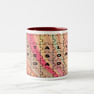 Tasse 2 Couleurs Parfait Papa Puzzle Texte rose/Motif Brown