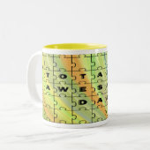 Tasse 2 Couleurs Parfait Puzzle Papa Jaune/Brown (Devant gauche)