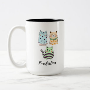 Tasse 2 Couleurs Parfaite Douceur Motif Mignon Chats Art Kawaii
