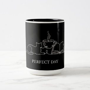 Tasse 2 Couleurs Parfaite journée Ligne artistique minimaliste Chat