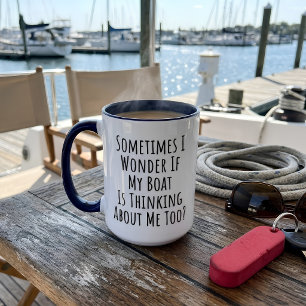 Tasse 2 Couleurs Parfois je me demande si mon bateau pense à moi