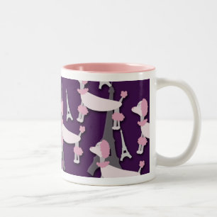 Tasse 2 Couleurs Paris Poodé Motif Retro Art Design