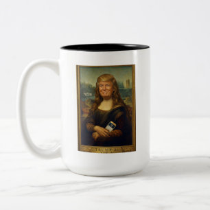 Tasse 2 Couleurs Parodie d'art classique Trump-a-Lisa Dessin poli