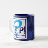 Tasse 2 Couleurs Parodie de monogramme bleu (Devant gauche)