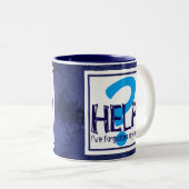 Tasse 2 Couleurs Parodie de monogramme bleu (Devant droit)