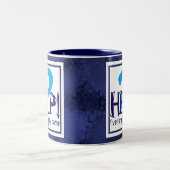Tasse 2 Couleurs Parodie de monogramme bleu (Centre)