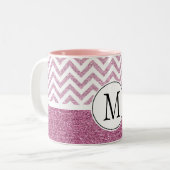 Tasse 2 Couleurs Parties scintillant Chevron de Glam Faux rose (Devant gauche)