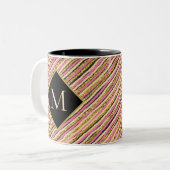 Tasse 2 Couleurs Parties scintillant dorée Grilles modernes Monogra (Devant gauche)
