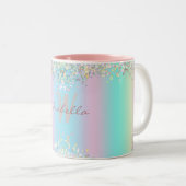 Tasse 2 Couleurs Parties scintillant holographique Unicorn (Devant droit)