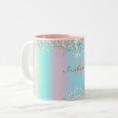 Tasse 2 Couleurs Parties scintillant holographique Unicorn (Devant gauche)