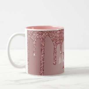 Tasse 2 Couleurs Parties scintillant rose de séchage en verre d'or 