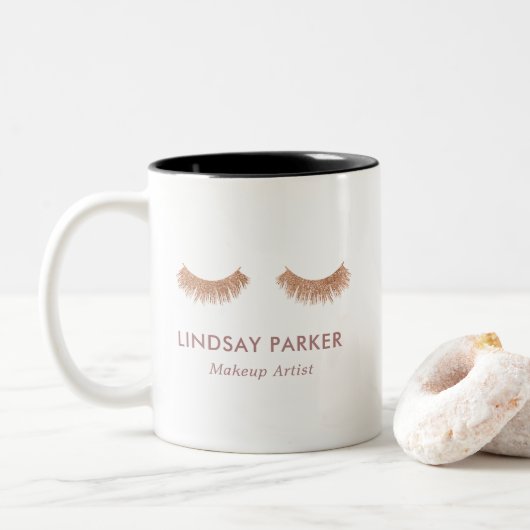 Tasse 2 Couleurs Parties scintillant Rose d'or Lashes maquillage Ar (Avec donut)