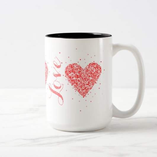 Tasse 2 Couleurs Parties scintillant rouge mignon Coeurs et texte d (Droit)