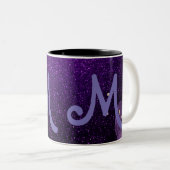 Tasse 2 Couleurs parties scintillant violet foncé monogrammé (Devant droit)