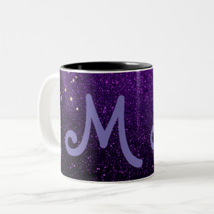Tasse 2 Couleurs parties scintillant violet foncé monogrammé