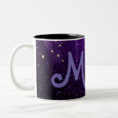 Tasse 2 Couleurs parties scintillant violet foncé monogrammé (Gauche)