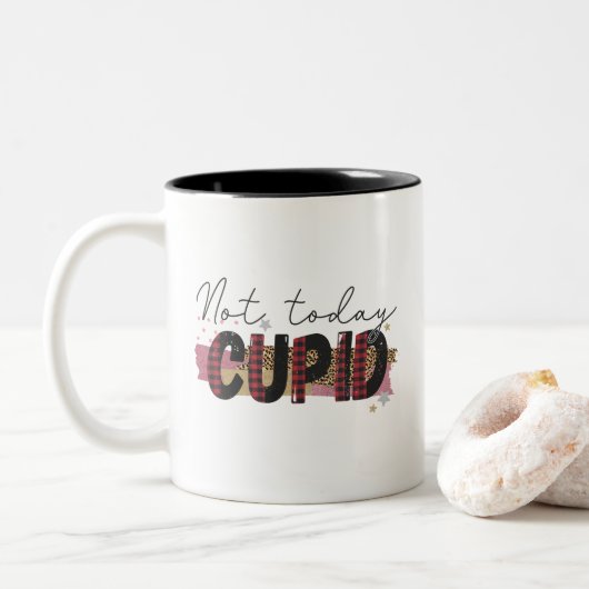 Tasse 2 Couleurs Pas aujourd'hui mignon Funny Galentine's (Avec donut)