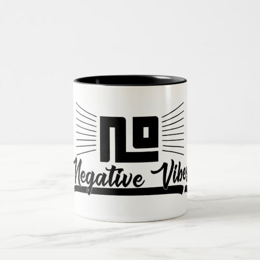 Tasse 2 Couleurs Pas de vibrations négatives Image graphique noire (Centre)