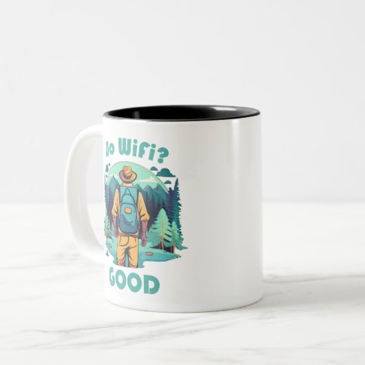 Tasse 2 Couleurs Pas de Wifi Bon Backpacker (Devant gauche)
