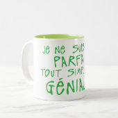 Tasse 2 Couleurs pas parfait simplement genial citation (Devant gauche)