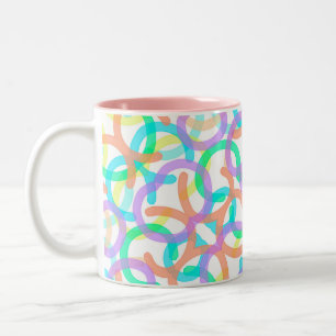 Tasse 2 Couleurs Pastel Bleu Jaune Rose Art Abstrait Vibes joyeuses