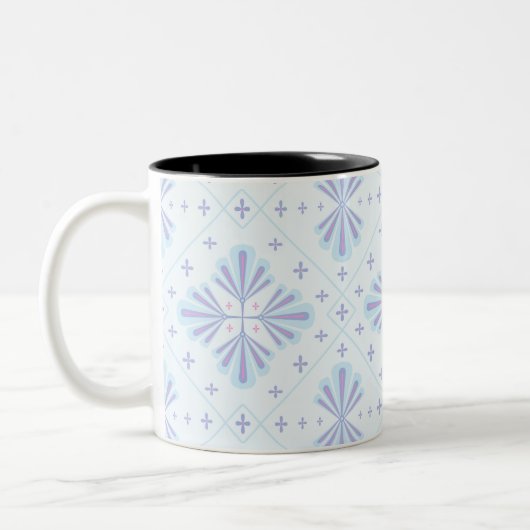 Tasse 2 Couleurs Pastel Blue Geometric Floral Repeat Pattern  (Gauche)