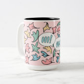 Tasse 2 Couleurs Pastel Feuille rose (Devant gauche)