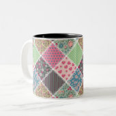 Tasse 2 Couleurs Pastel Floral Quilt Carré (Devant gauche)