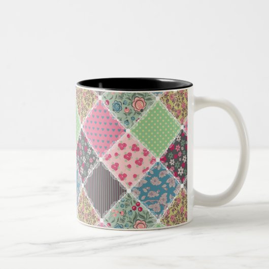 Tasse 2 Couleurs Pastel Floral Quilt Carré (Droit)