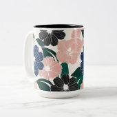 Tasse 2 Couleurs Pastel moderne & Fleur foncée (Devant gauche)