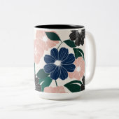 Tasse 2 Couleurs Pastel moderne & Fleur foncée (Devant droit)