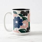 Tasse 2 Couleurs Pastel moderne & Fleur foncée (Gauche)