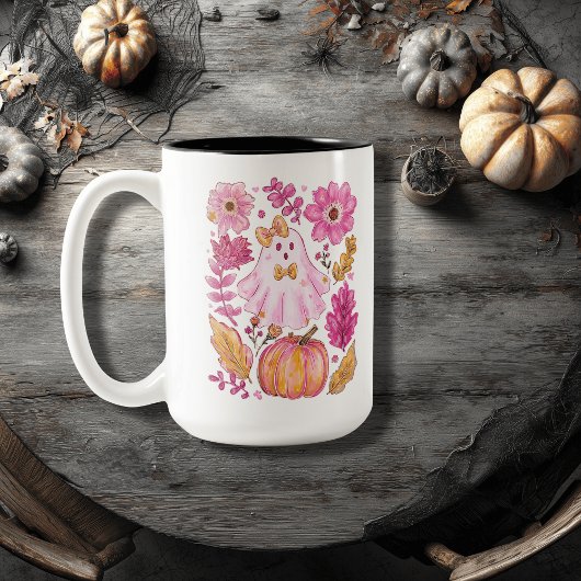 Tasse 2 Couleurs Pastel Pink Halloween Ghost