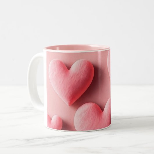 Tasse 2 Couleurs Pastel Pink Heart Pattern Design (Devant gauche)