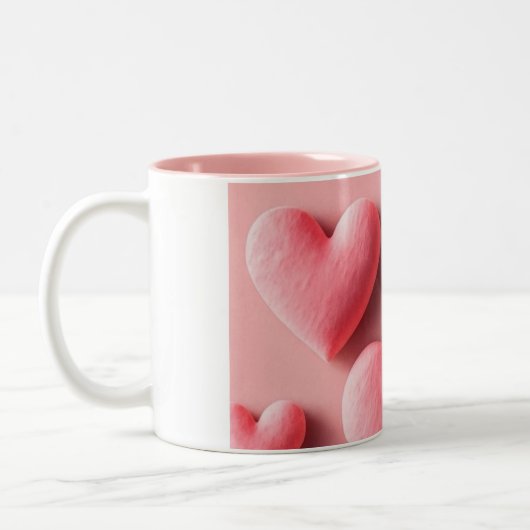 Tasse 2 Couleurs Pastel Pink Heart Pattern Design (Gauche)