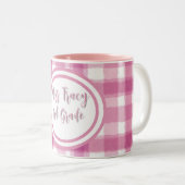Tasse 2 Couleurs Pastel Pink Plaid Custom (Devant droit)
