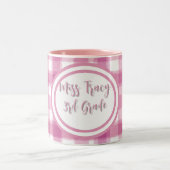Tasse 2 Couleurs Pastel Pink Plaid Custom (Centre)
