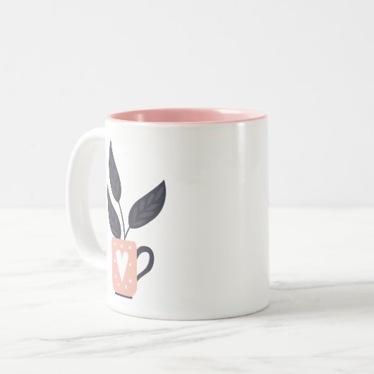 Tasse 2 Couleurs Pastel plante moderne simple (Devant gauche)