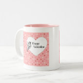 Tasse 2 Couleurs Pastel rose Valentine coeur cupide rétro (Devant gauche)