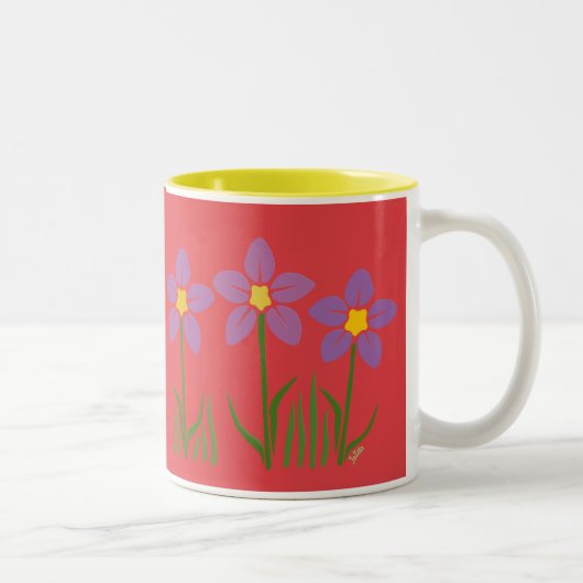 Tasse 2 Couleurs Patch de fleurs violettes (Droit)
