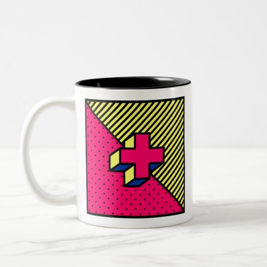 Tasse 2 Couleurs Patch Neo-Memphis - Signal Cross/Plus (Gauche)