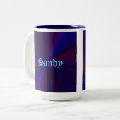 Tasse 2 Couleurs Patchwork circulaire de dégradé bleu à pourpre (Devant gauche)